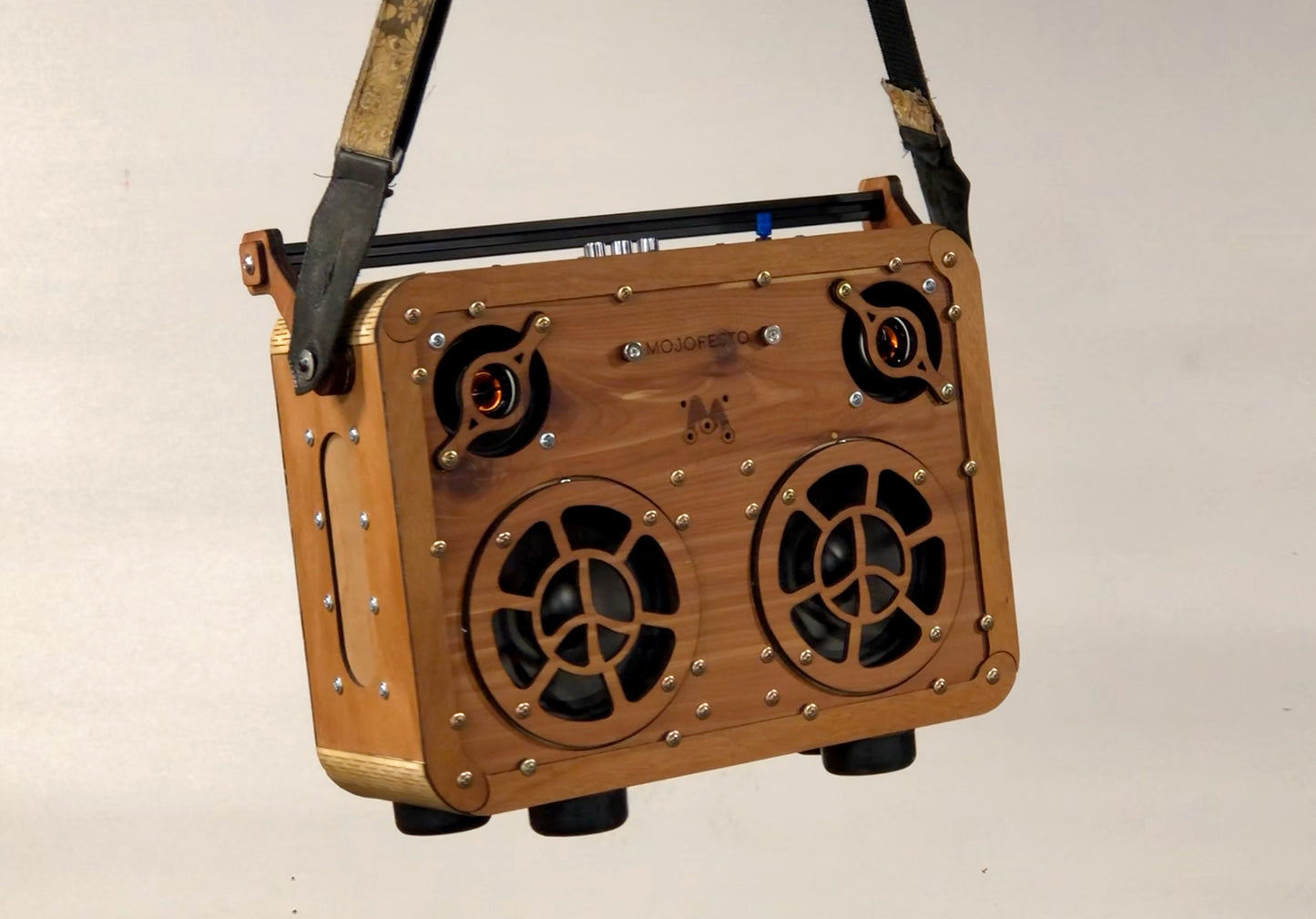 Handmade Wooden Boombox: made of Mahogany, Walnut, Cedar.