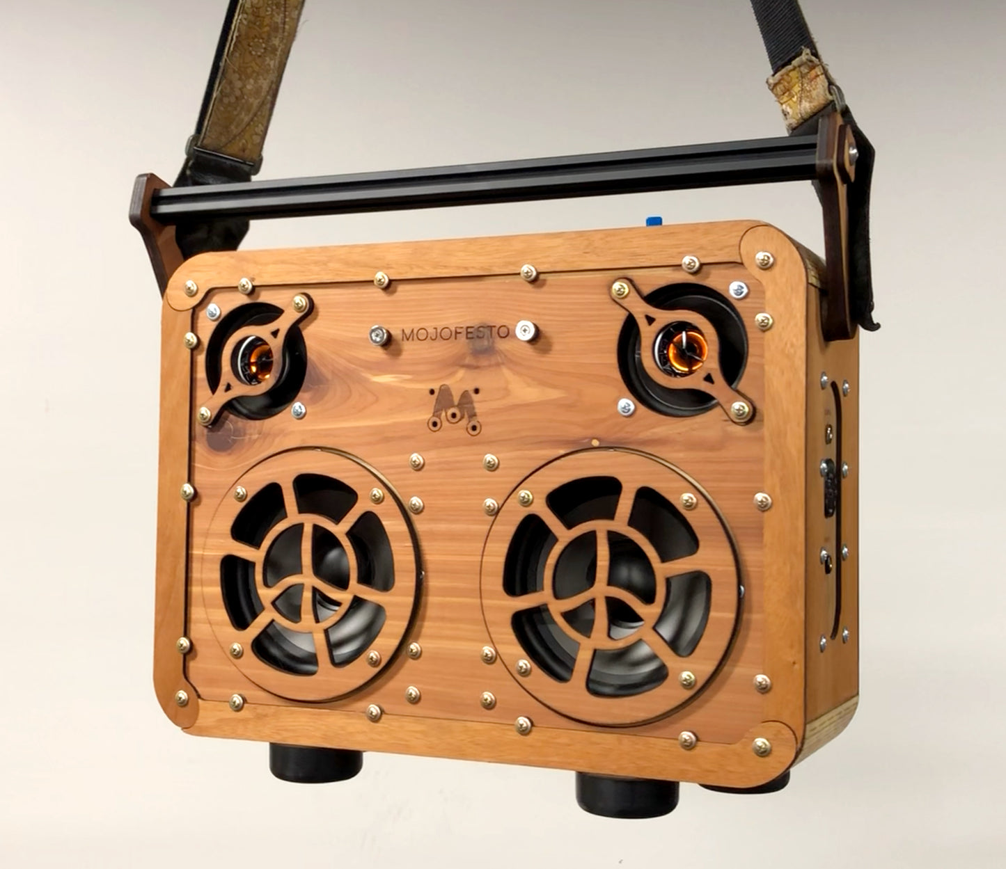 Handmade Wooden Boombox: made of Mahogany, Walnut, Cedar.