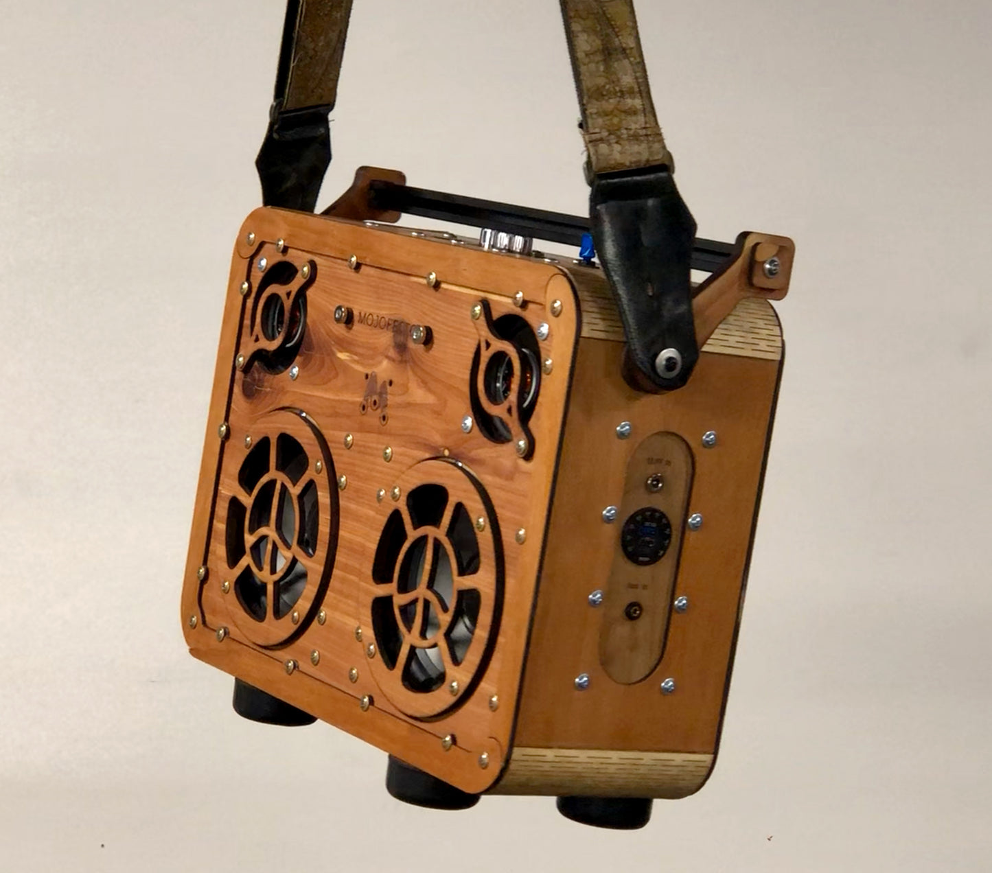 Handmade Wooden Boombox: made of Mahogany, Walnut, Cedar.
