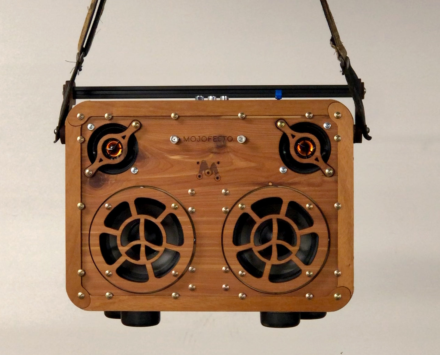 Handmade Wooden Boombox: made of Mahogany, Walnut, Cedar.